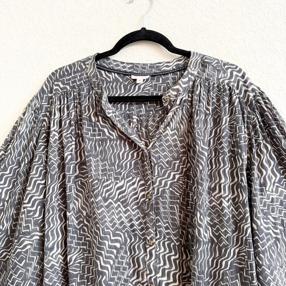 Pilcro Anthropologie Sidney Batwing Sleeve Blouse XL Geometric Oversized Cotton - Picture 6 of 16